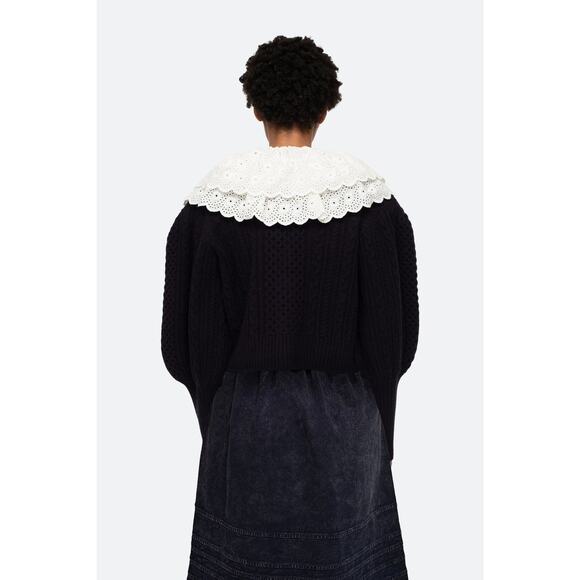 Sea New York Melanie Crop Merino Cardigan - M Navy - Picture 5 of 6